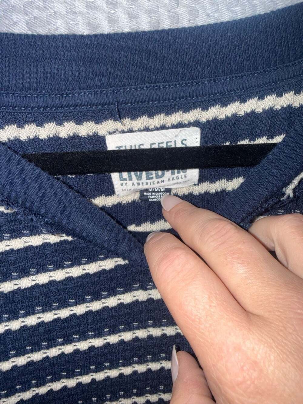 American Eagle Lived-In Striped Oversized Thermal Knit Top Size M - Picture 2 of 2